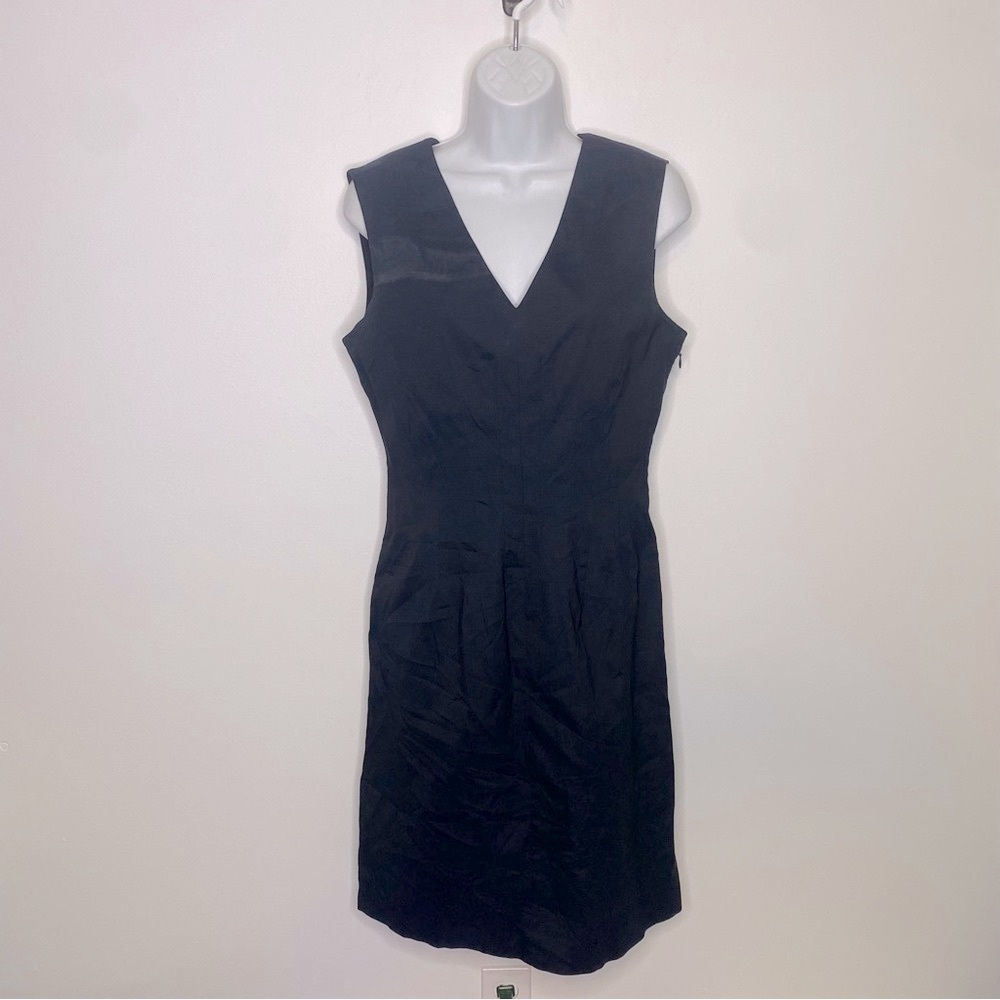 PIAZZA SEMPIONE Navy Silk V-Neck Knee-Length Dress Size 44it 8US - Picture 1 of 14